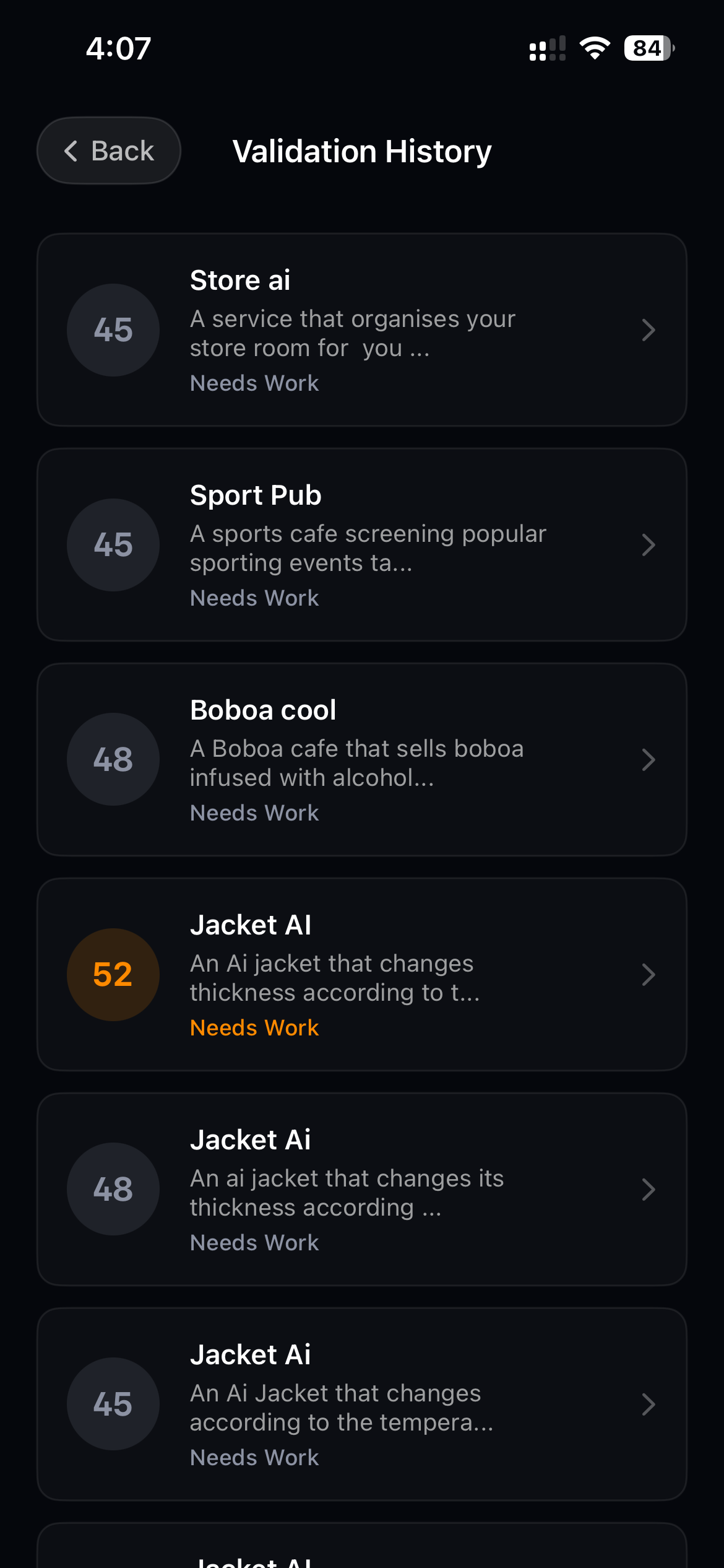 Jumpstrt History Screen