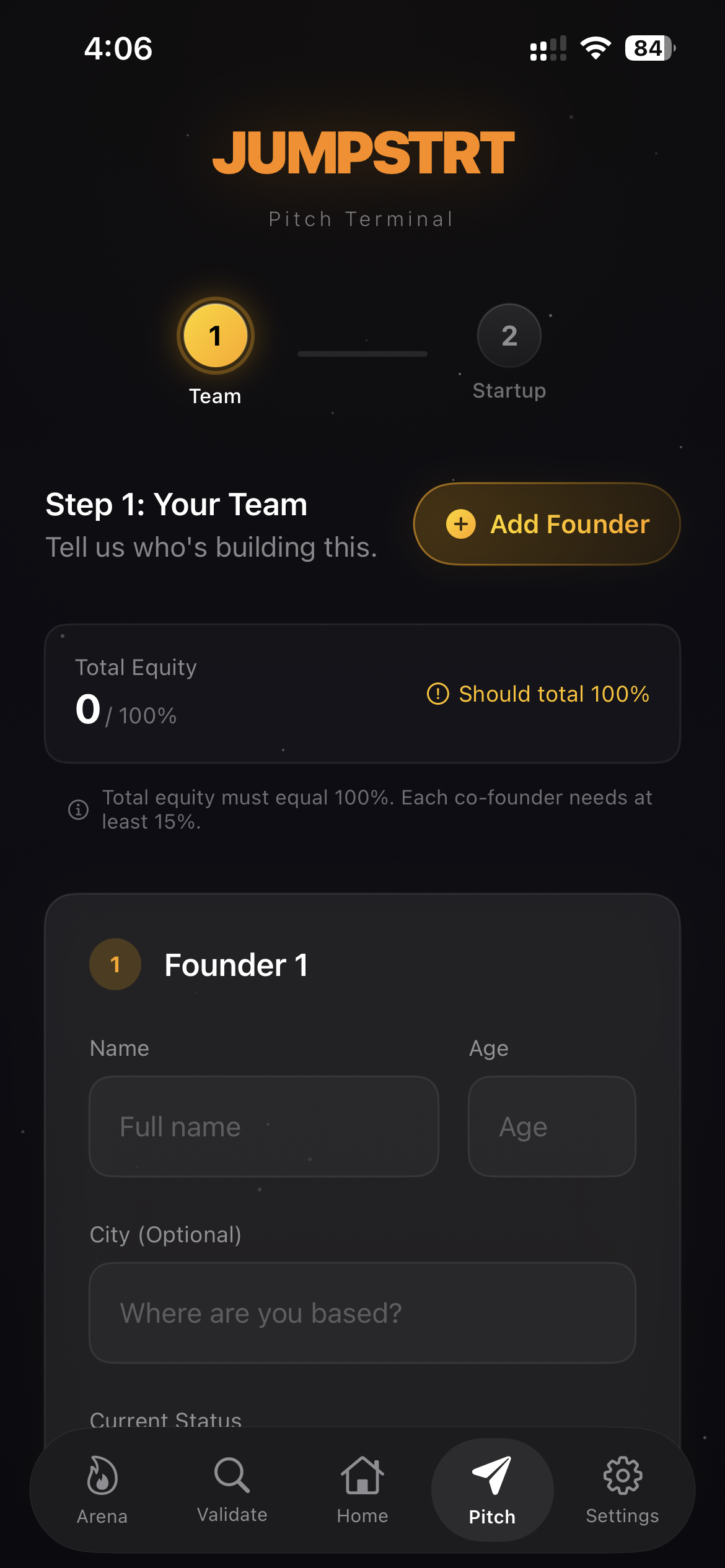 Jumpstrt Pitch Screen